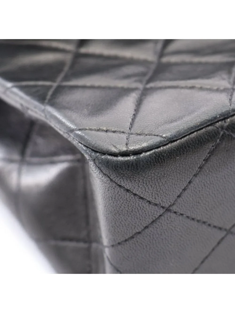 Chanel Shoulder Bag Quilted Double Flap Black Lambskin Chain